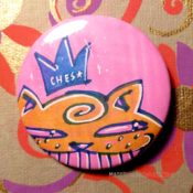 Orange on Pink Blue Crown Classic Ches Star Button Day